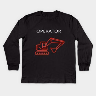 excavator operator heavy equipment driver Kids Long Sleeve T-Shirt